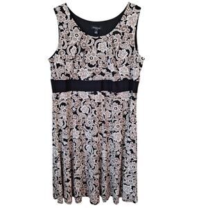Perceptions Black Brown Floral Empire Waist Midi Dress Boho Women Size 3X